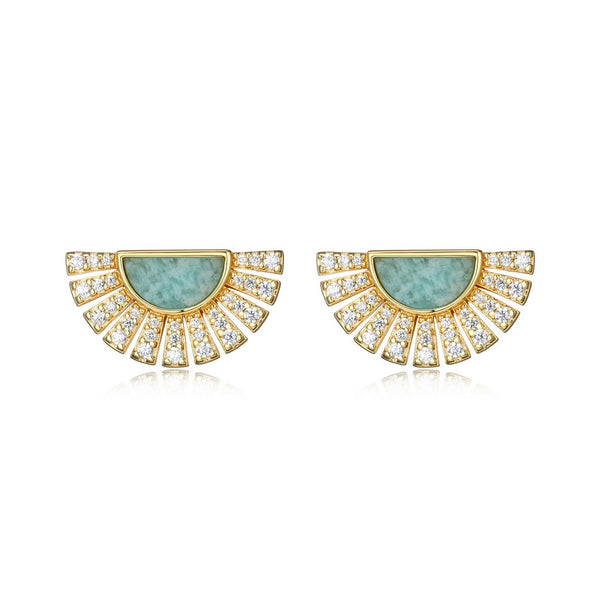 Clous d’oreille éventail amazonite Reign en argent 925
