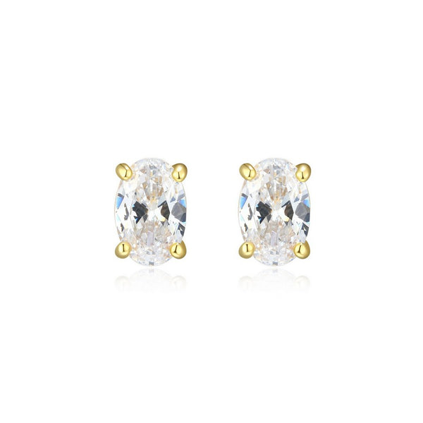 Boucles d’oreilles clous ovales zircon Reign en argent 925