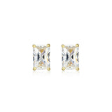 Boucles d’oreilles clous Reign en argent 925, zircon coupe émeraude