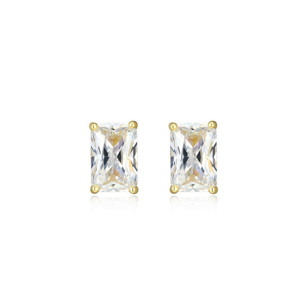 Boucles d’oreilles clous Reign en argent 925, zircon coupe émeraude