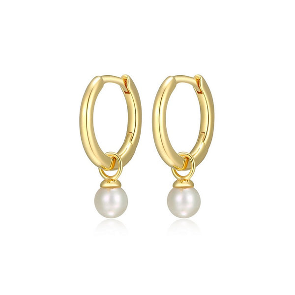 Boucles d’oreilles huggie perle en argent 925 plaqué or