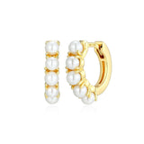 Boucles d’oreilles huggies à perles Reign en argent 925 plaqué or
