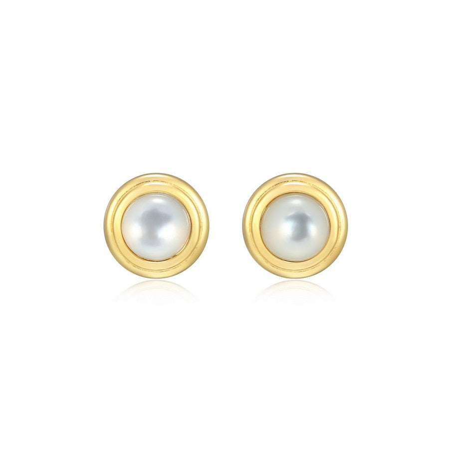 Boucles d’oreilles clous Reign en argent 925 plaqué or, nacre blanche
