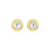 Boucles d’oreilles clous Reign en argent 925 plaqué or, nacre blanche