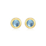 Boucles d’oreilles clous Reign en argent 925 plaqué or, zircon bleu