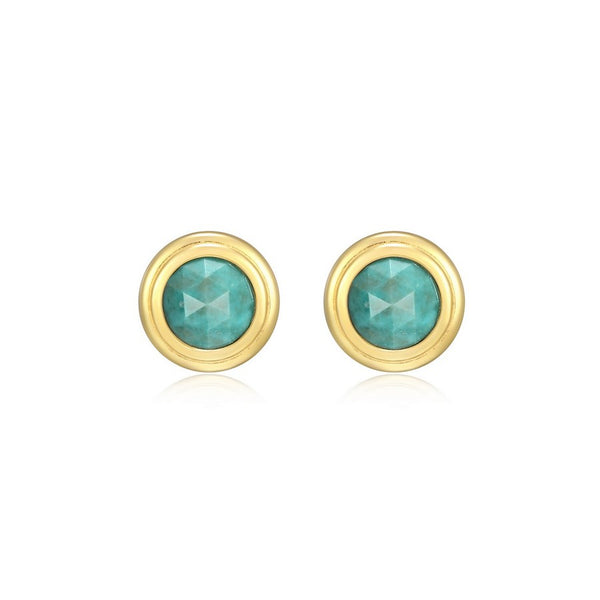 Boucles d’oreilles clous turquoise Reign en argent 925 plaqué or