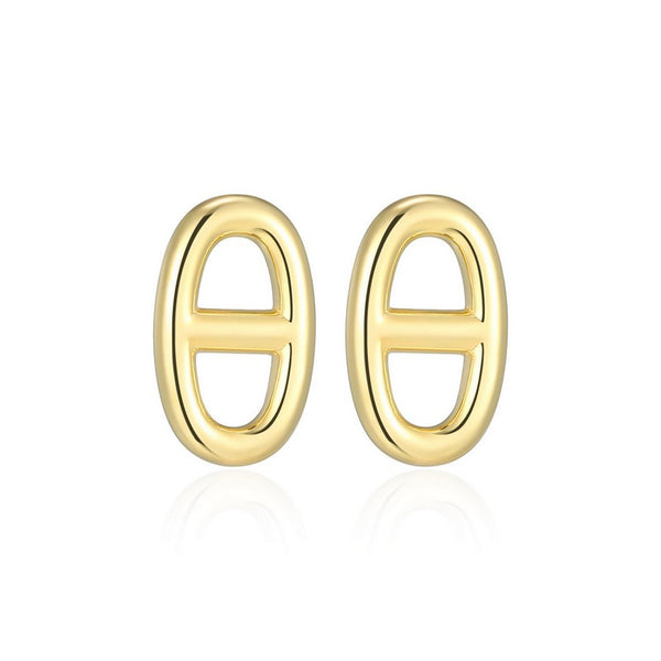 Boucles d’oreilles clous maille marine Reign en argent 925 plaqué or