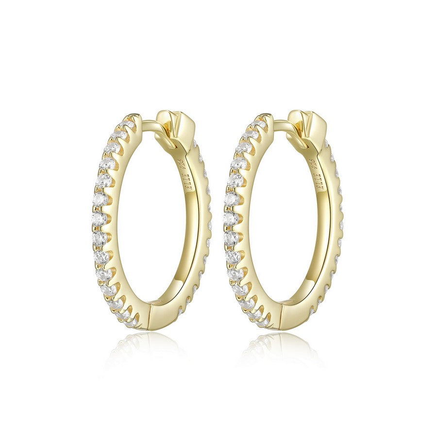 Boucles d’oreilles créoles ELLE en argent 925 plaqué or et zircon