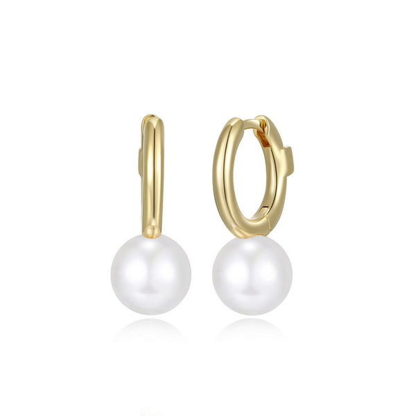 Boucles d’oreilles perle blanche ELLE en argent 925 plaqué or