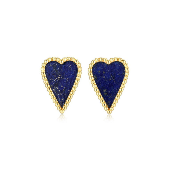 Boucles d’oreilles ELLE cœur lapis-lazuli en argent 925 plaqué or