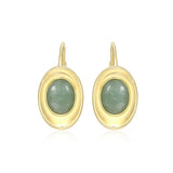 Boucles d’oreilles pendantes ELLE en argent 925 plaqué or et jade