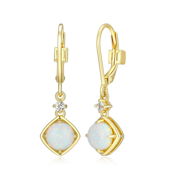 Boucles d’oreilles pendantes ELLE à l’opale, argent 925 plaqué or