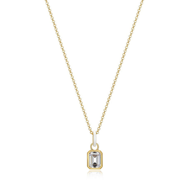 Collier pendentif zircon Reign en argent 925 plaqué or 18K