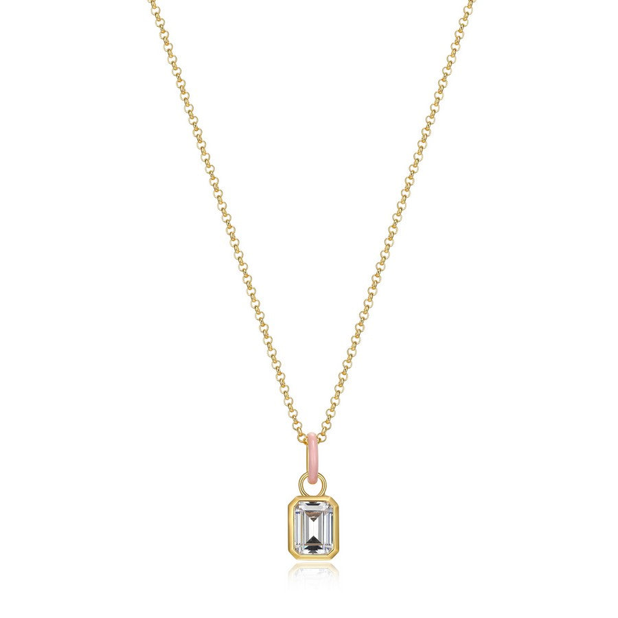 Collier pendentif zircon Reign en argent 925 plaqué or
