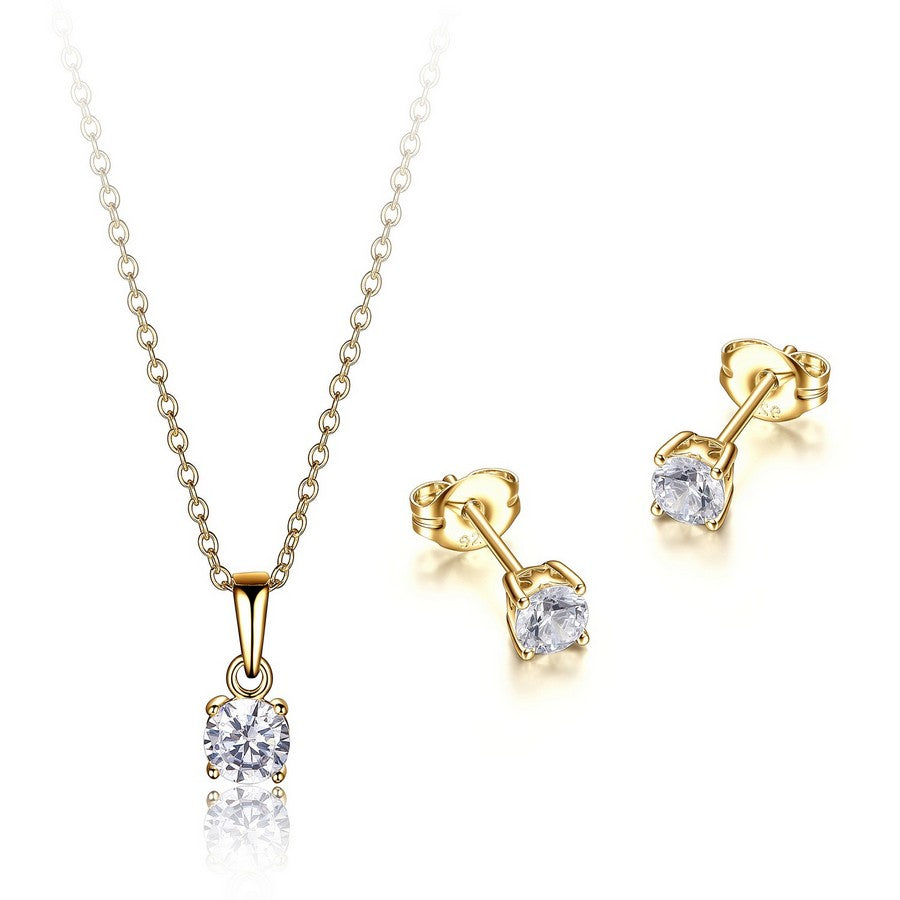 Parure collier et boucles d’oreilles Reign en argent 925 plaqué or