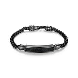 Bracelet Ethos argent 925 gunmetal, barre de saphirs noirs