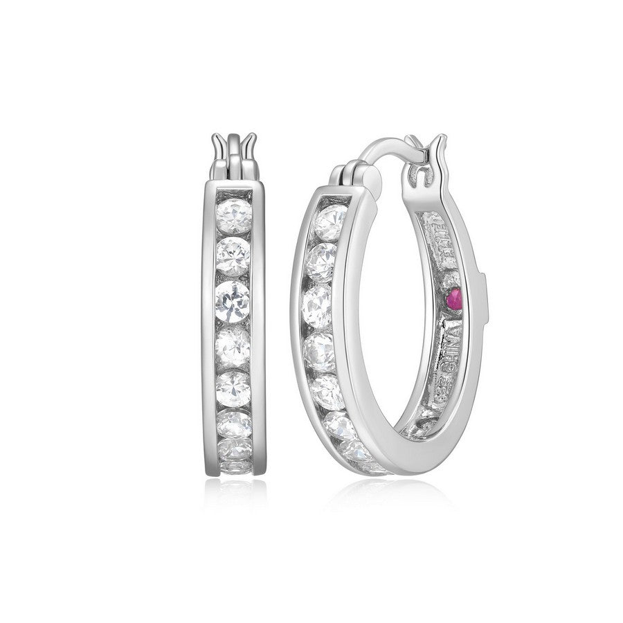 Créoles ELLE en argent 925 plaqué rhodium et zircons cubiques