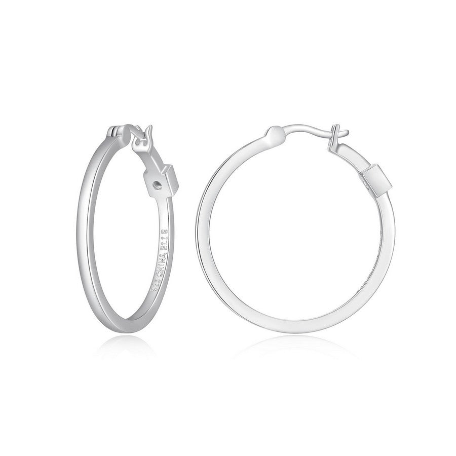 Créoles ELLE tube carré 28 mm en argent 925 plaqué rhodium