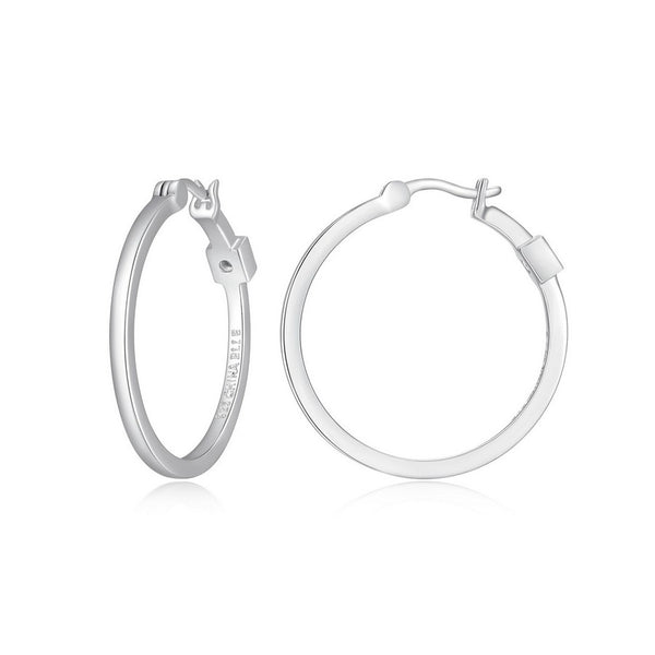 Créoles ELLE tube carré 28 mm en argent 925 plaqué rhodium