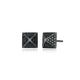 Clous d’oreilles pyramide Ethos, pavé de saphirs noirs, argent 925