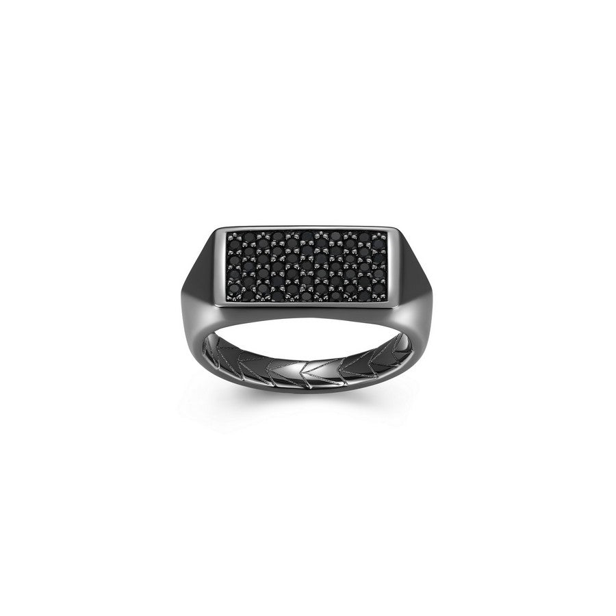 Bague Ethos argent 925 à plateau rectangulaire, saphir noir