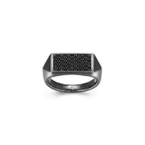 Bague Ethos argent 925 à plateau rectangulaire, saphir noir