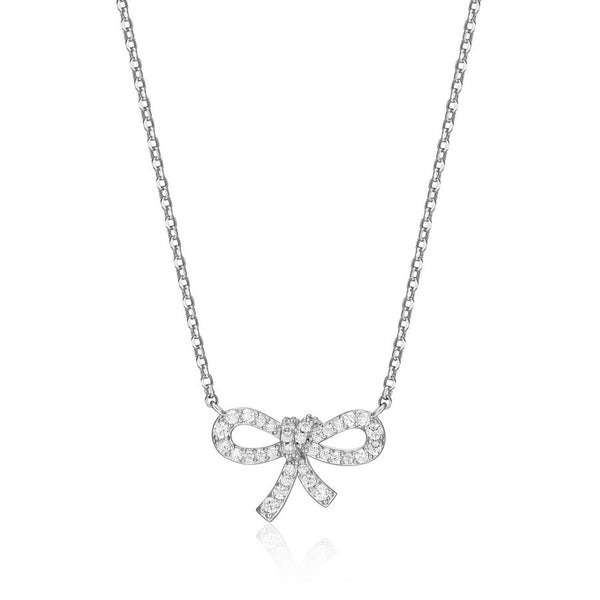 Collier Reign à pendentif nœud en argent 925 et zircons