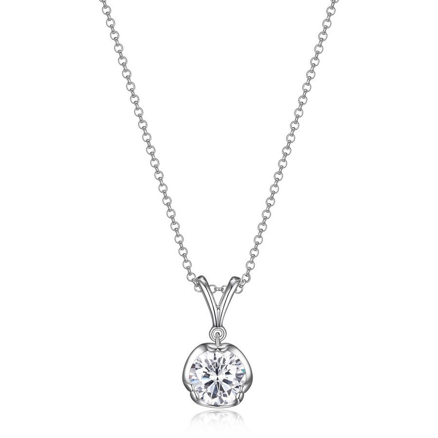 Collier solitaire ELLE en argent 925 plaqué rhodium