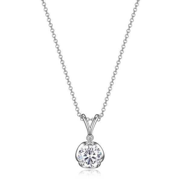 Collier solitaire ELLE en argent 925 plaqué rhodium