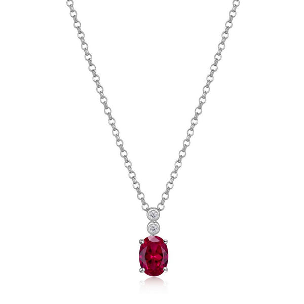 Collier ELLE en argent 925 à pendentif rubis et zircon