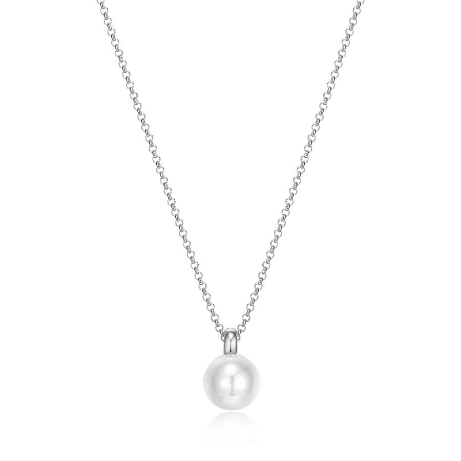 Collier ELLE à pendentif perle en argent 925 plaqué rhodium