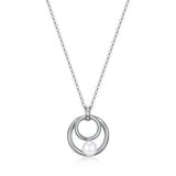 Collier ELLE à pendentif perle en argent 925 plaqué rhodium blanc