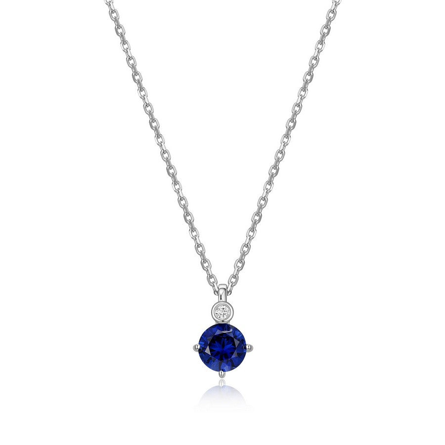 Collier pendentif ELLE en argent 925 et saphir de synthèse