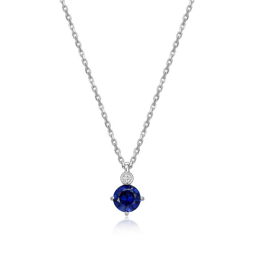 Collier pendentif ELLE en argent 925 et saphir de synthèse