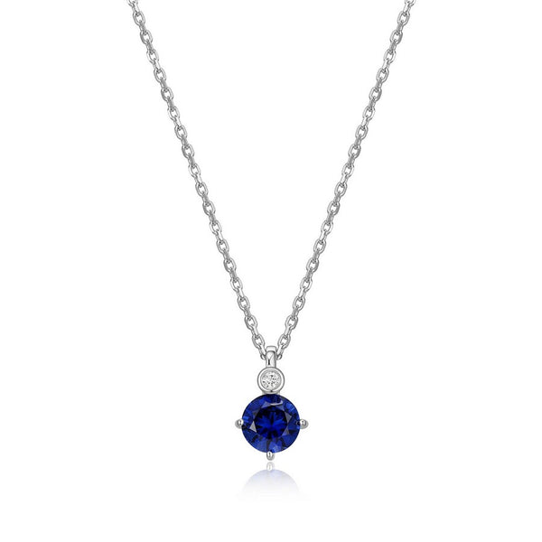Collier pendentif ELLE en argent 925 et saphir de synthèse
