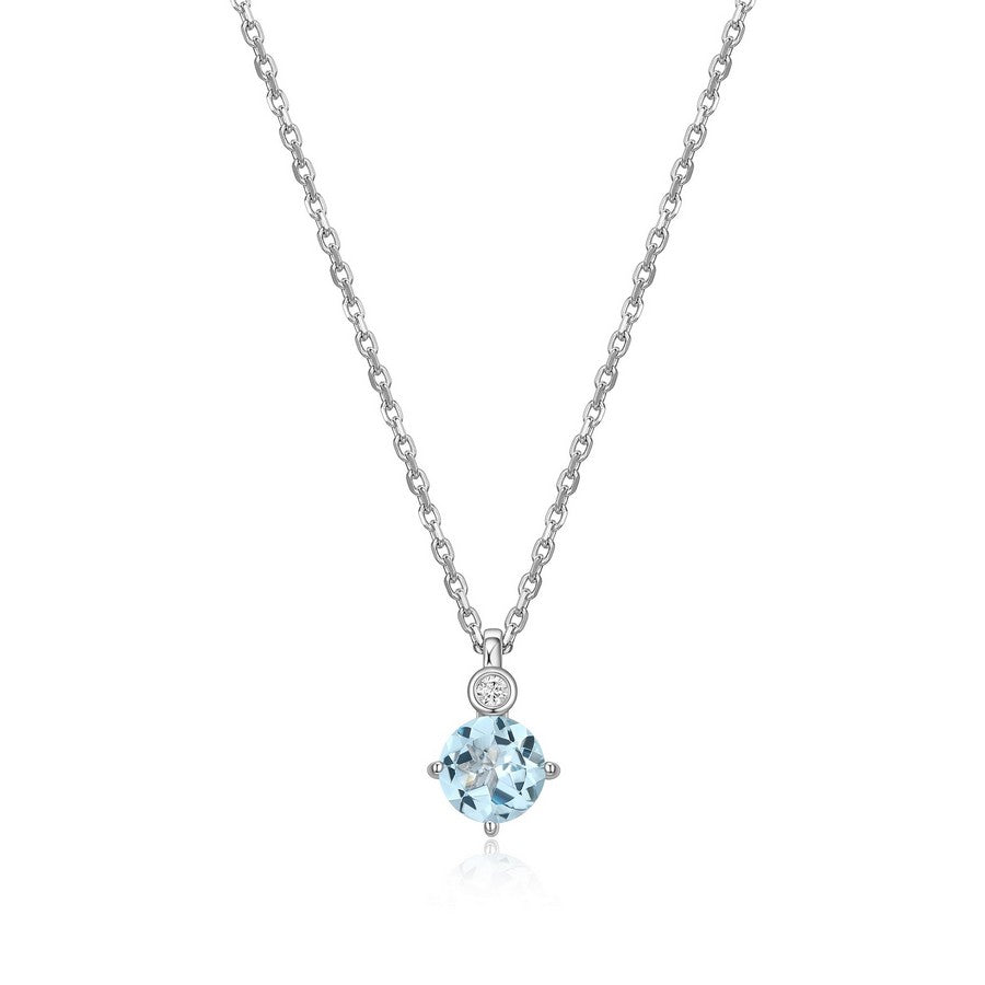 Collier ELLE en argent 925, topaze bleue et diamant de laboratoire
