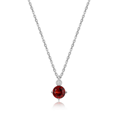 Collier ELLE grenat et diamant de laboratoire en argent 925