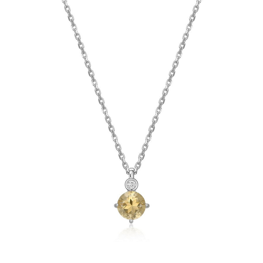 Collier ELLE en argent 925, citrine et diamant de laboratoire