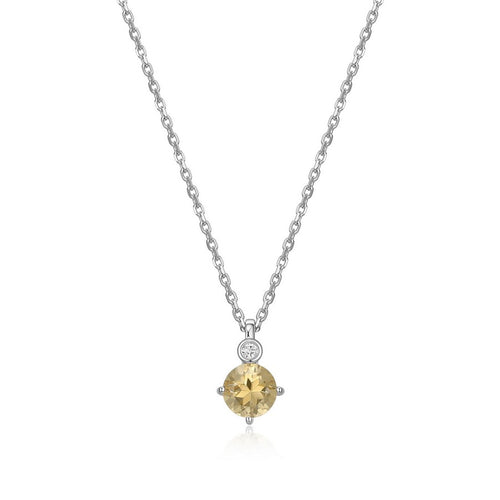 Collier ELLE en argent 925, citrine et diamant de laboratoire