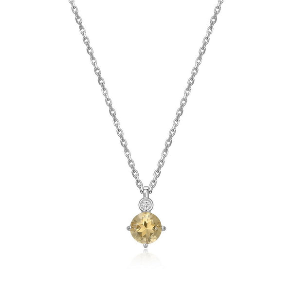 Collier ELLE en argent 925, citrine et diamant de laboratoire