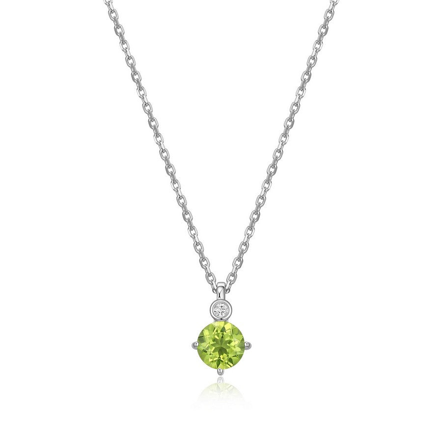 Collier ELLE en argent 925, péridot et diamant de laboratoire