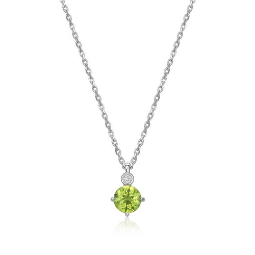 Collier ELLE en argent 925, péridot et diamant de laboratoire