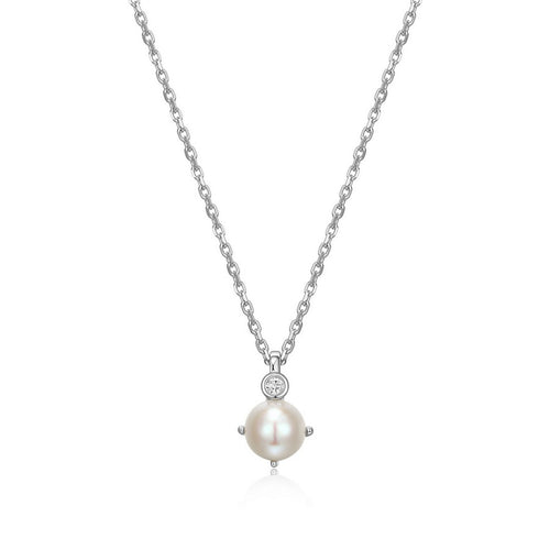 Collier pendentif ELLE en argent 925 perle et diamant de laboratoire