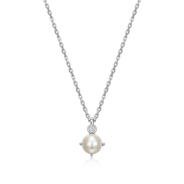 Collier pendentif ELLE en argent 925 perle et diamant de laboratoire