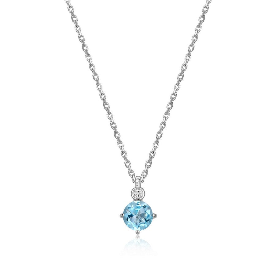 Collier ELLE en argent 925 à topaze bleue et diamant de laboratoire