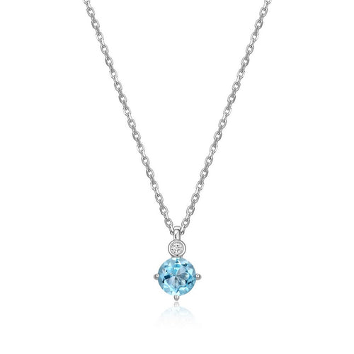 Collier ELLE en argent 925 à topaze bleue et diamant de laboratoire