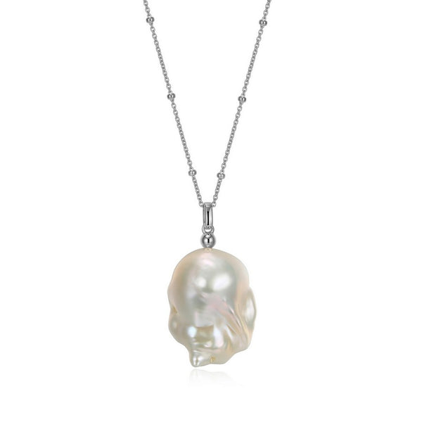 Collier ELLE en argent 925, chaîne à billes et perle