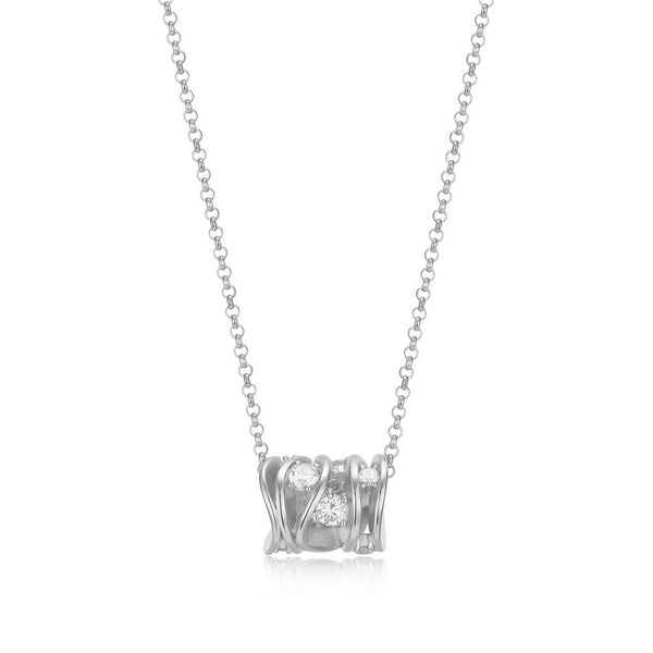 Collier ELLE à pendentif cylindre en argent 925 plaqué rhodium