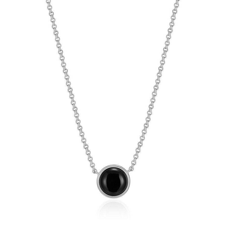 Collier pendentif ELLE en argent 925 agate noire