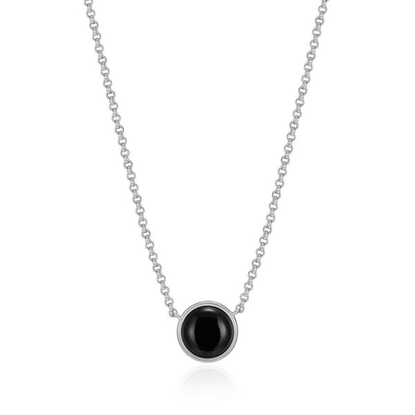 Collier pendentif ELLE en argent 925 agate noire
